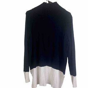 Adyson Parker Cowlneck Color Block Black Cream Sweater Size L